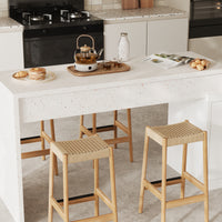 Modern Double-Sided Kitchen Island with Pull-Out Tabletop and Open Shelving