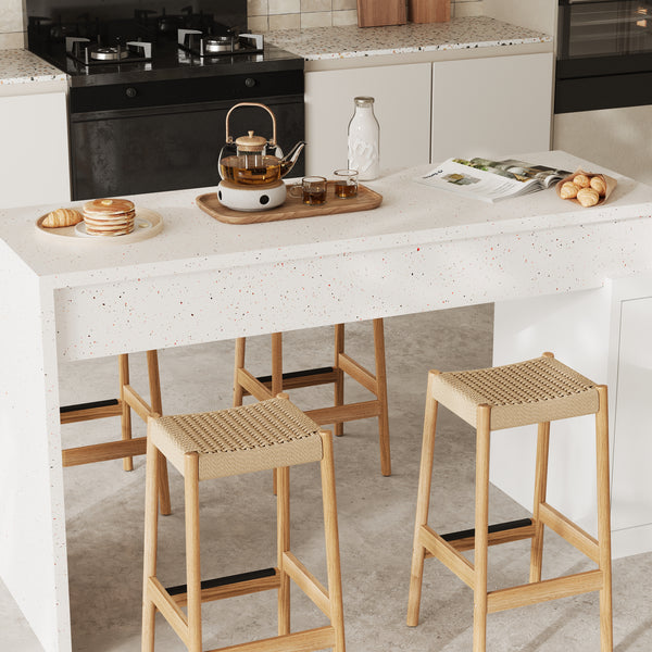 Modern Double-Sided Kitchen Island with Pull-Out Tabletop and Open Shelving