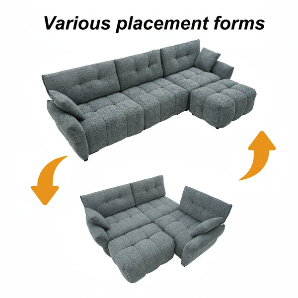 4-Piece Modern Upholstered L-Shape Sectional Sofa With Premium Fabric