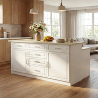 Modern Kitchen Island with Built-In Power Outlet and Dual-Level Tabletop