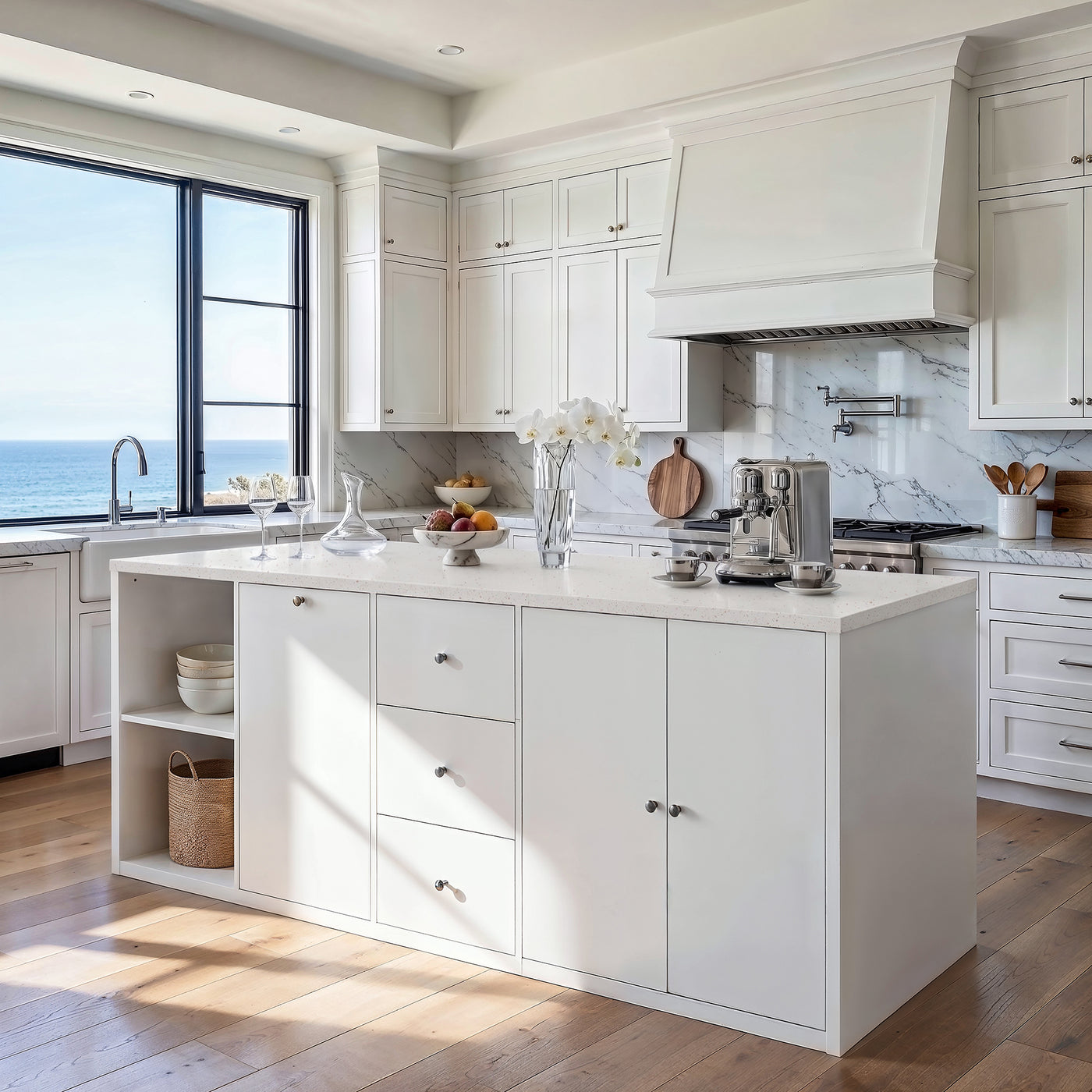 Kitchen Island with Trash Storage and Drawers