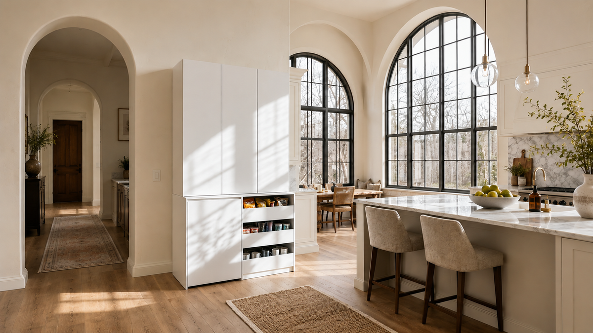 Pantry Cabinet with Rolling Cart