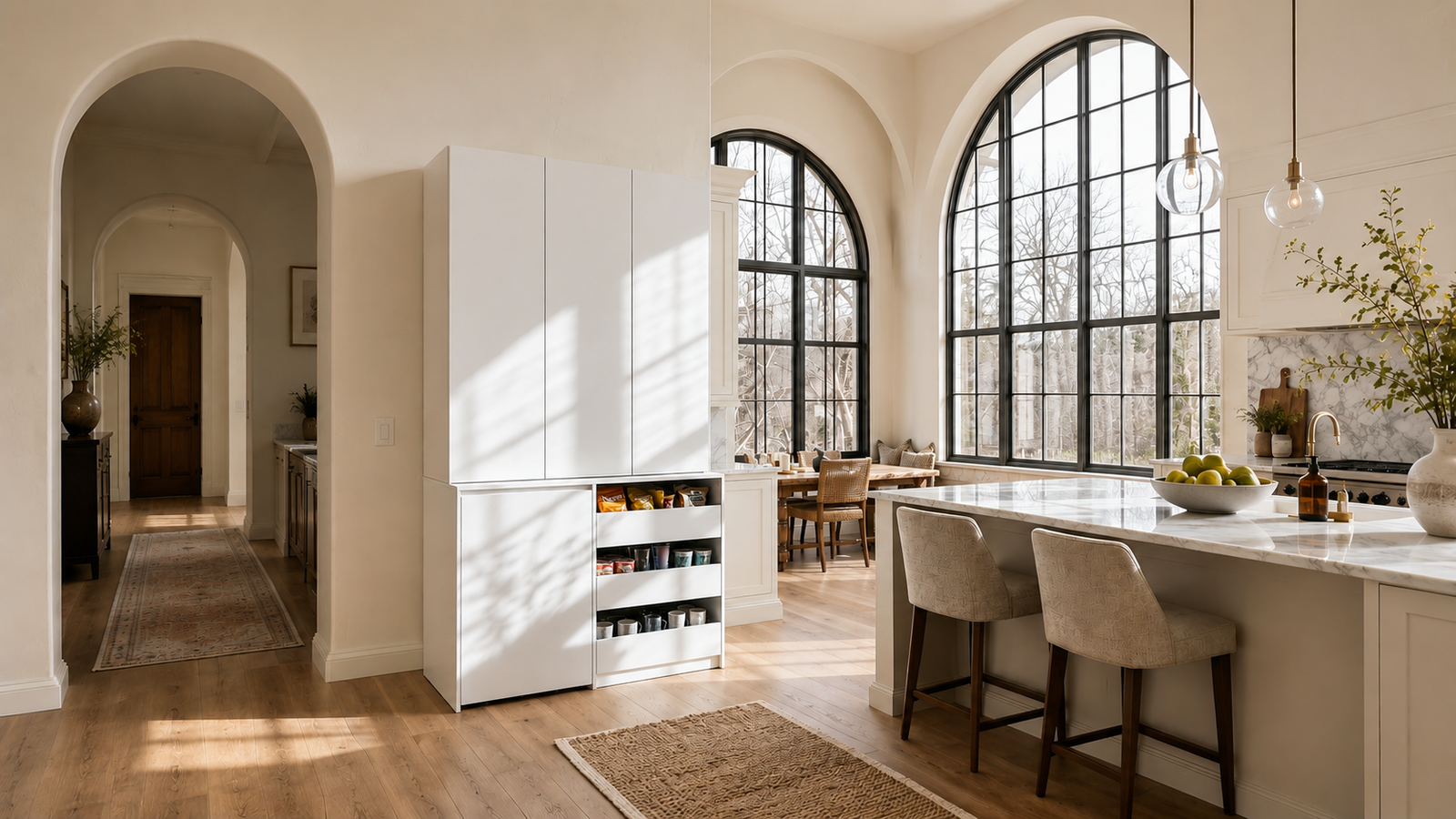 Pantry Cabinet with Rolling Cart