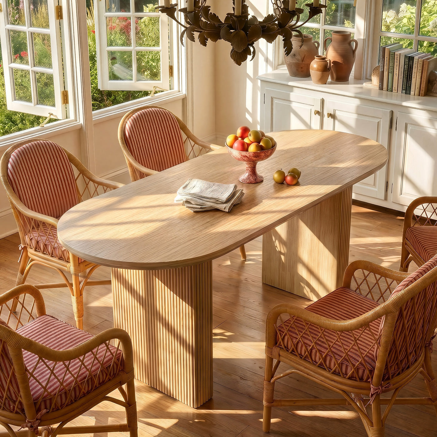 Solid Wood Sculpted Base Dining Table