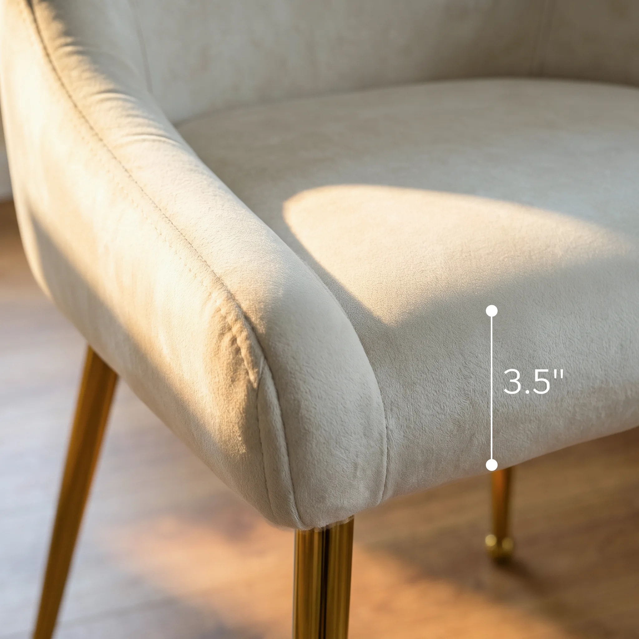 Upholstered Dining Chair with Velvet Fabric and Metal Legs Set of 2