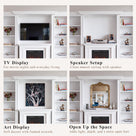 Traditional Entertainment Center with Built-In Electric Fireplace and Bookshelves-White