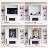Traditional Entertainment Center with Built-In Electric Fireplace and Bookshelves-White