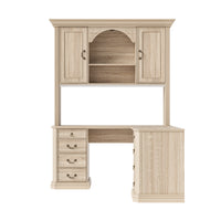 L-Shaped Executive Desk with Storage - Natural Oak