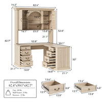 L-Shaped Executive Desk with Storage - Natural Oak