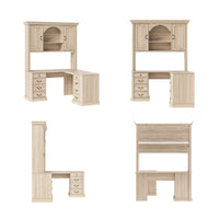 L-Shaped Executive Desk with Storage - Natural Oak