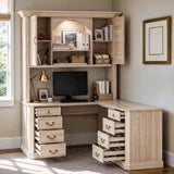 L-Shaped Executive Desk with Storage - Natural Oak