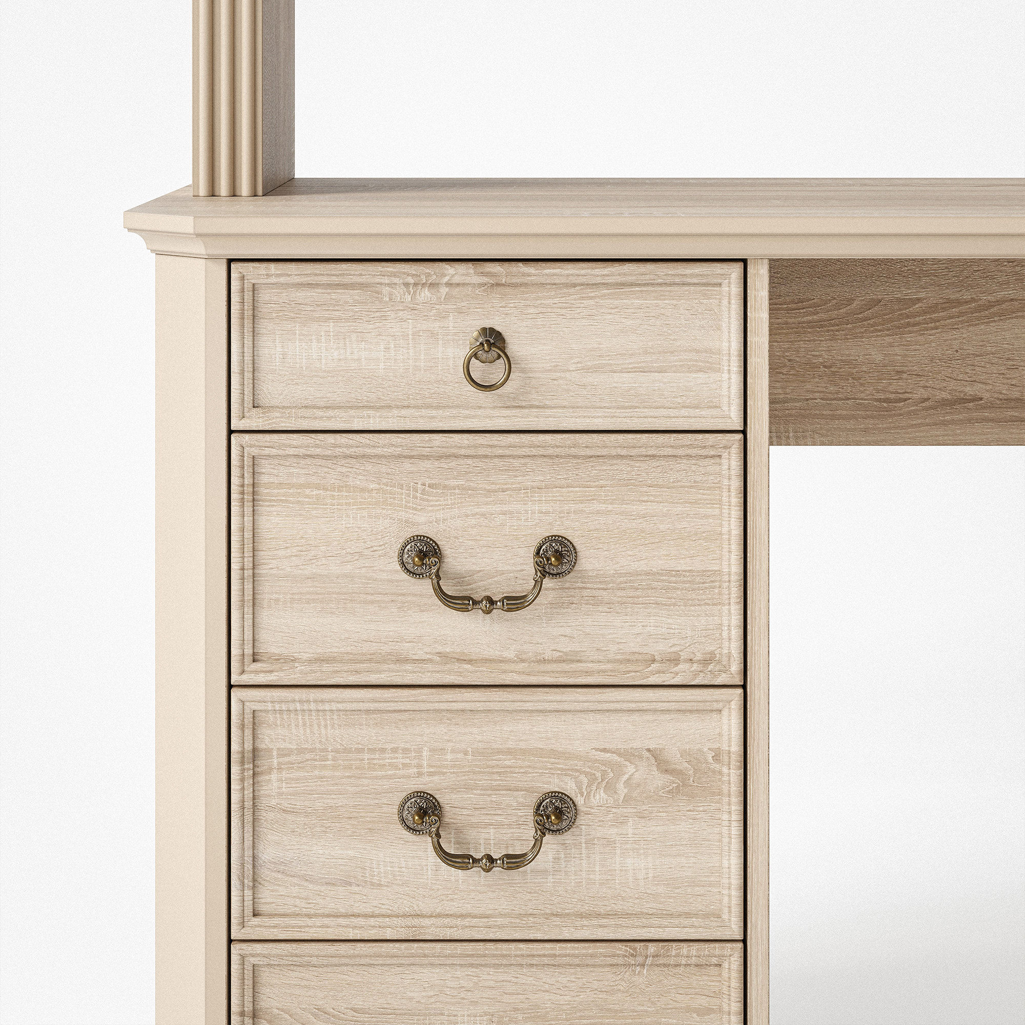 L-Shaped Executive Desk with Storage - Natural Oak