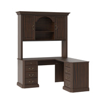 L-Shaped Executive Desk with Storage - Walnut Brown