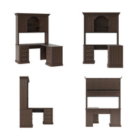 L-Shaped Executive Desk with Storage - Walnut Brown