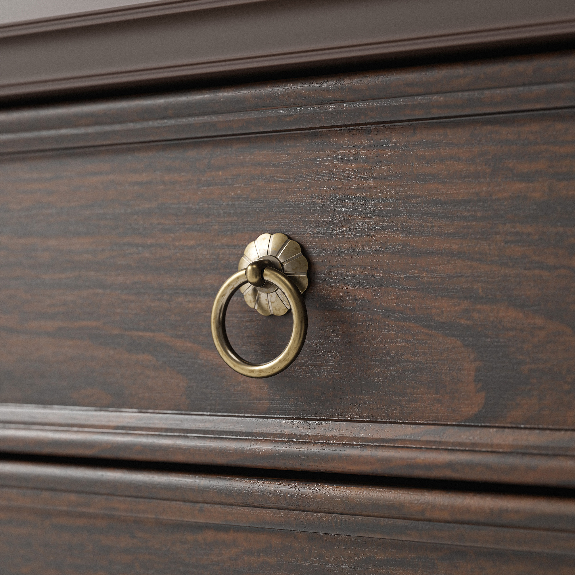 L-Shaped Executive Desk with Storage - Walnut Brown