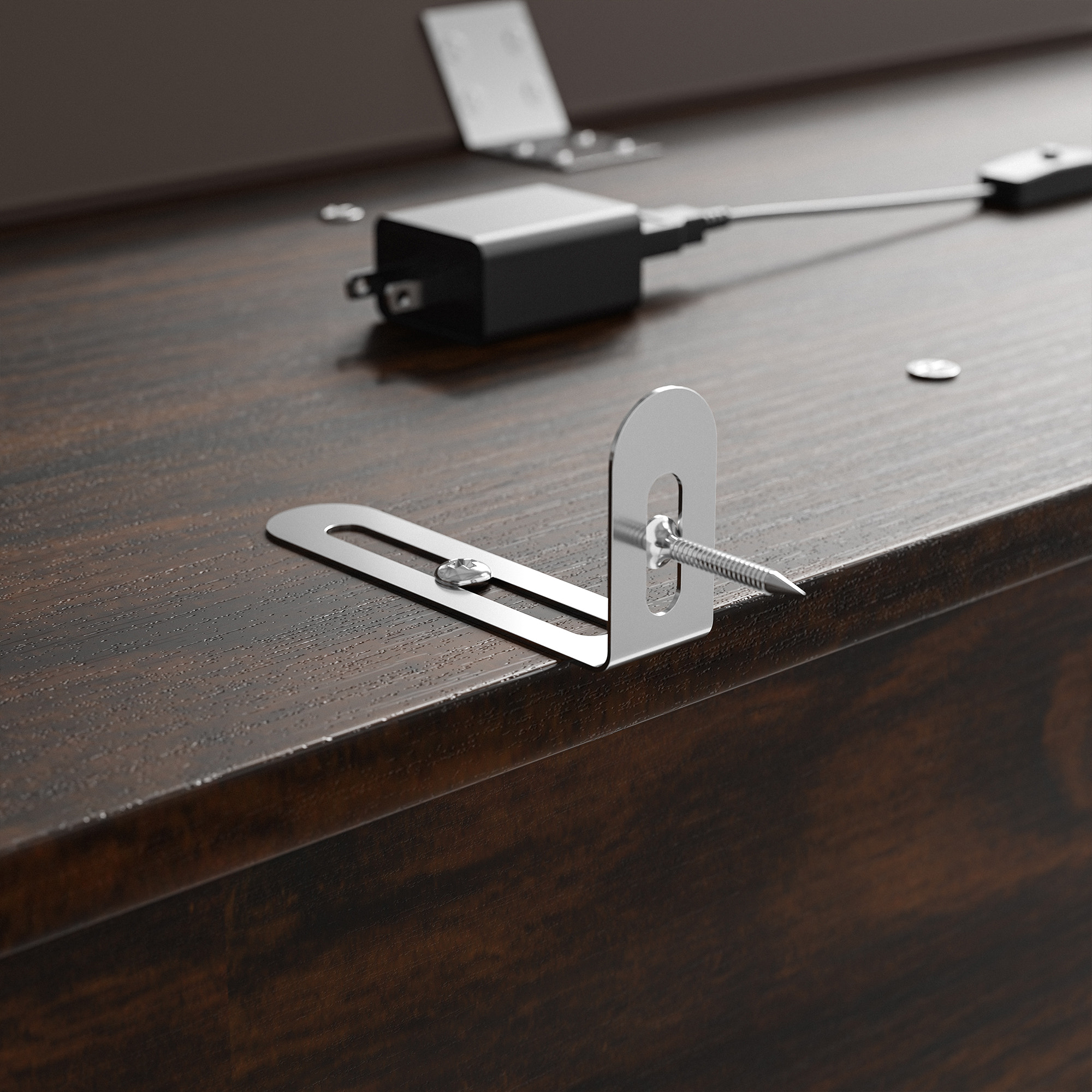 L-Shaped Executive Desk with Storage - Walnut Brown