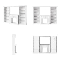 White Entertainment Center with 5-Tier Bookcases and Built-In Lighting
