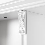 White Entertainment Center with 5-Tier Bookcases and Built-In Lighting