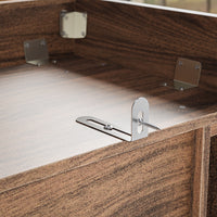 Walnut Entertainment Center with 5-Tier Bookcases and Built-In Lighting