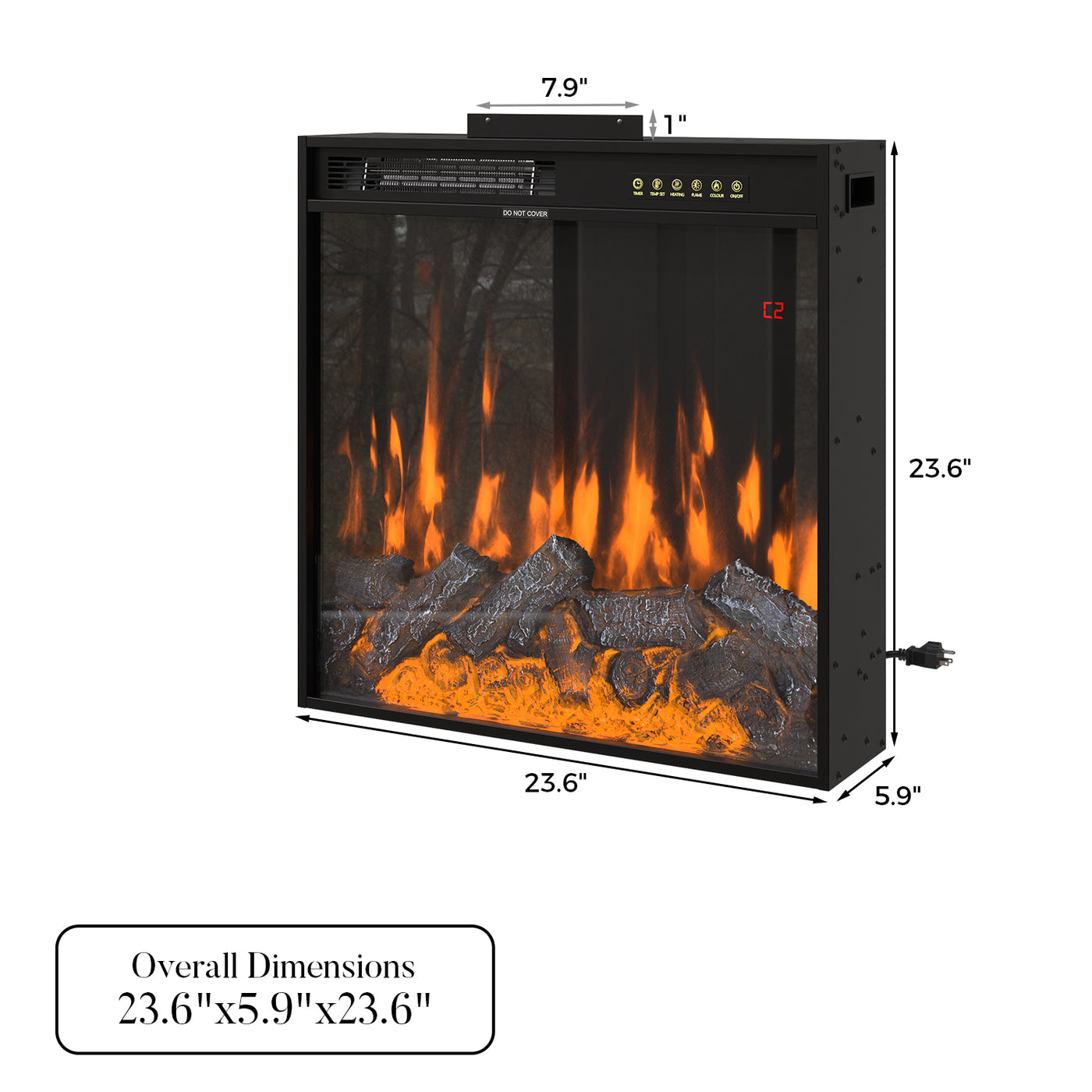 White Entertainment Center with Built-In Electric Fireplace and 5-Tier Bookcases