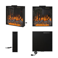 White Entertainment Center with Built-In Electric Fireplace and 5-Tier Bookcases