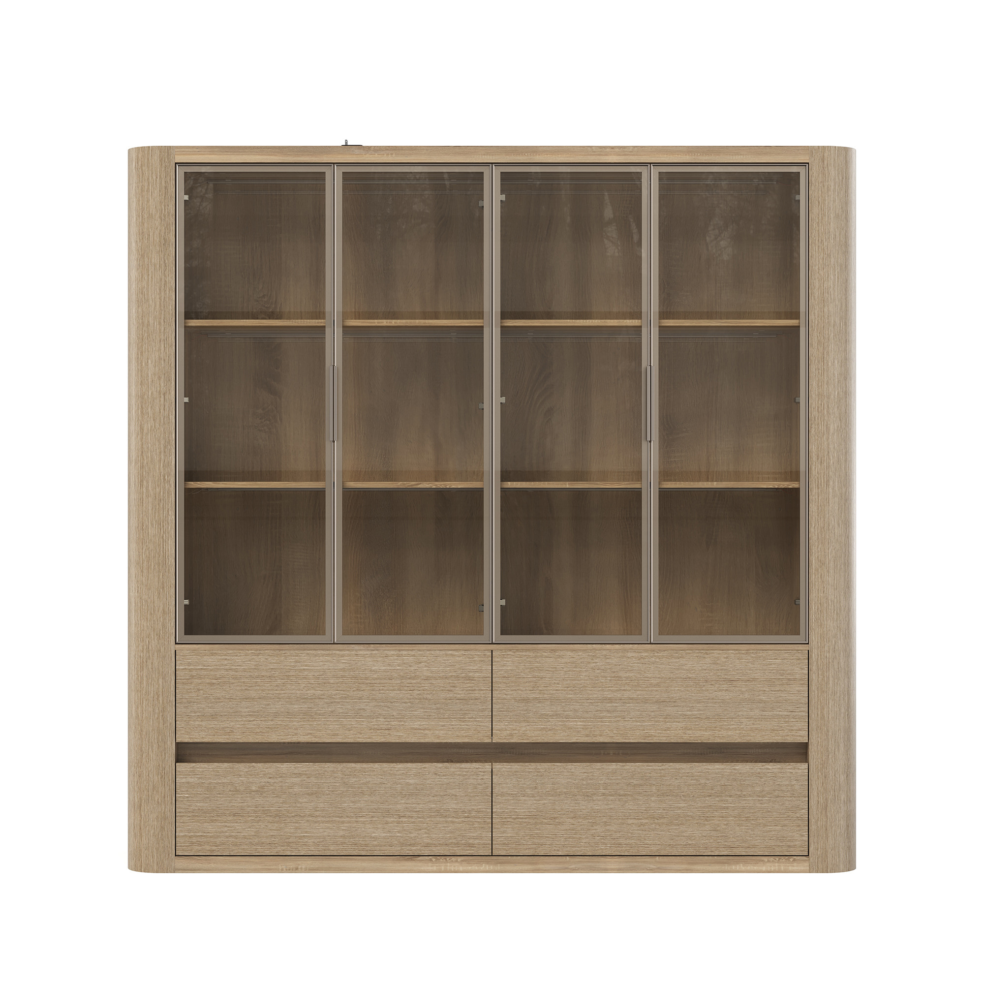 Curved Glass Display Cabinet with LED Light