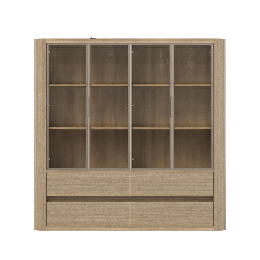 Curved Glass Display Cabinet with LED Light