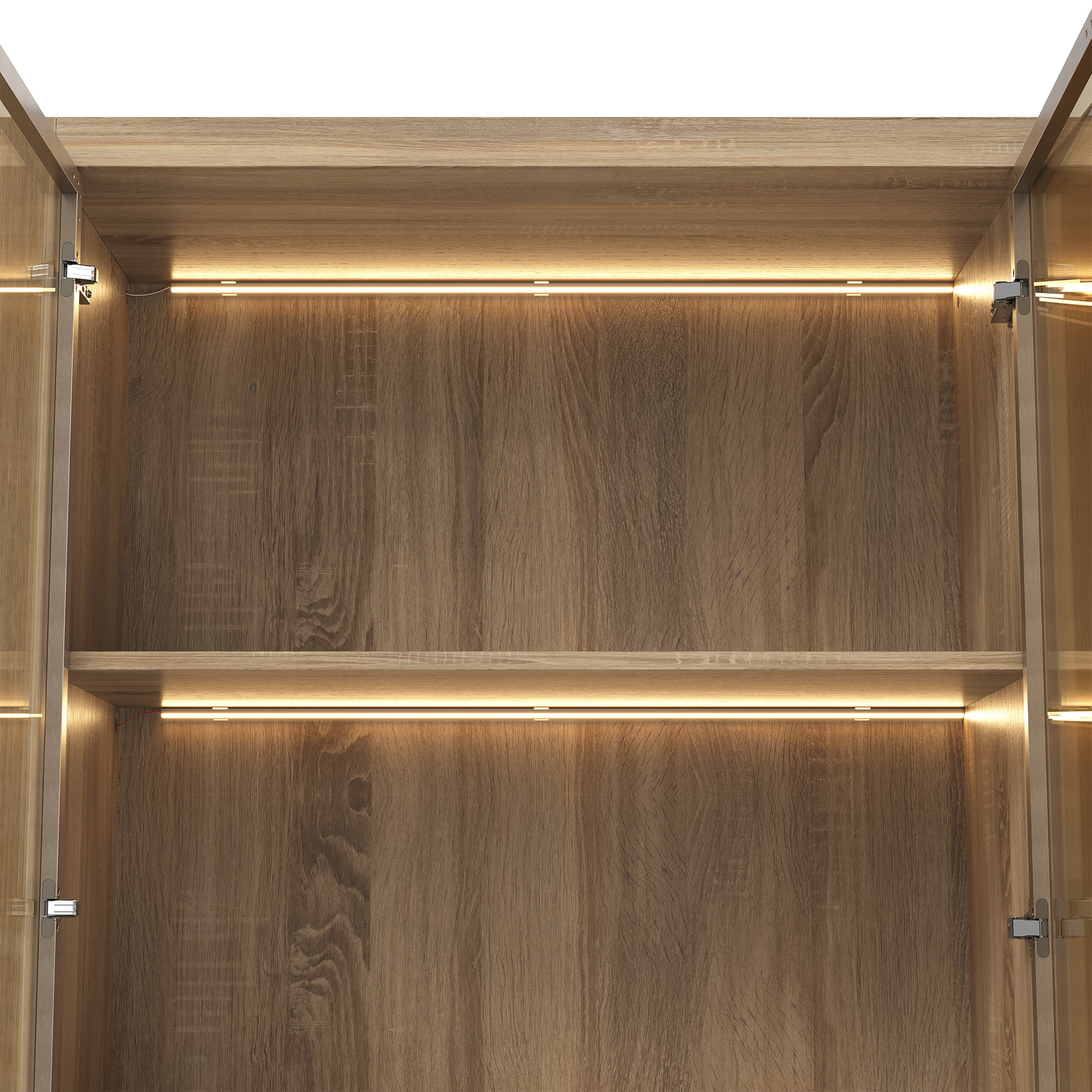 Curved Glass Display Cabinet with LED Light