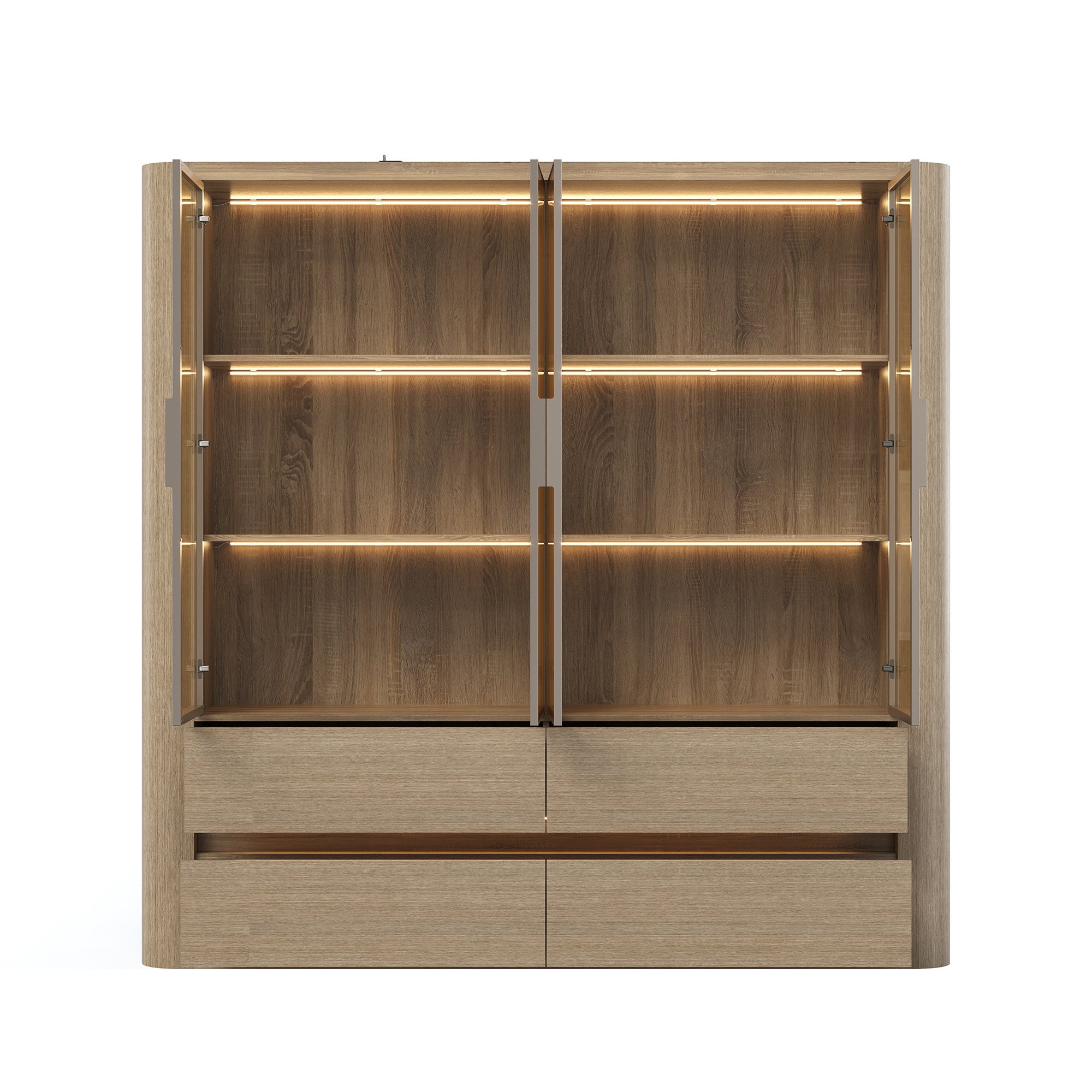 Curved Glass Display Cabinet with LED Light