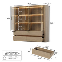 Curved Glass Display Cabinet with LED Light