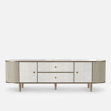 Nacre TV Stand with Mother-of-Pearl Fronts and Marble-Style Top