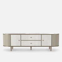 Nacre TV Stand with Mother-of-Pearl Fronts and Marble-Style Top