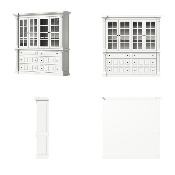 75'' 6-Drawer Symmetric Bookcase With Glass Doors