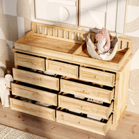 Solid Wood Changing Table with Drawers and Round Knob Handles
