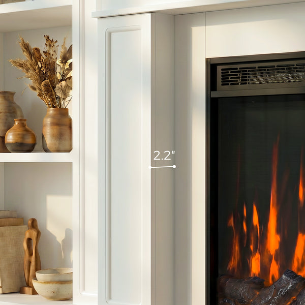 Traditional Entertainment Center with Built-In Electric Fireplace and Bookshelves