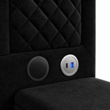Queen Size LED Storage Bed with Upholstered Headboard