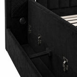 Queen Size LED Storage Bed with Upholstered Headboard