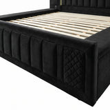 Queen Size LED Storage Bed with Upholstered Headboard