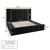 Queen Size LED Storage Bed with Upholstered Headboard