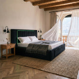Queen Size LED Storage Bed with Upholstered Headboard