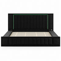 King Size LED Storage Bed with Upholstered Headboard