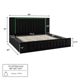 King Size LED Storage Bed with Upholstered Headboard