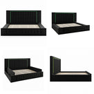 King Size LED Storage Bed with Upholstered Headboard