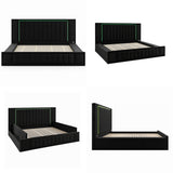 King Size LED Storage Bed with Upholstered Headboard