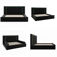 King Size LED Storage Bed with Upholstered Headboard