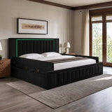 King Size LED Storage Bed with Upholstered Headboard