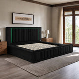 King Size LED Storage Bed with Upholstered Headboard