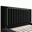 King Size LED Storage Bed with Upholstered Headboard