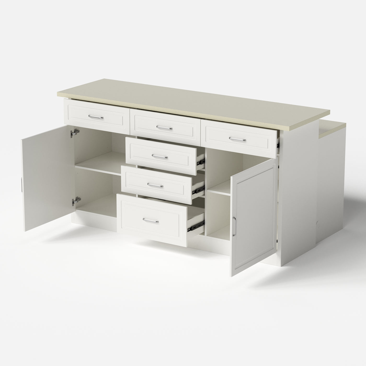 Modern Kitchen Island with Built-In Power Outlet and Dual-Level Tabletop