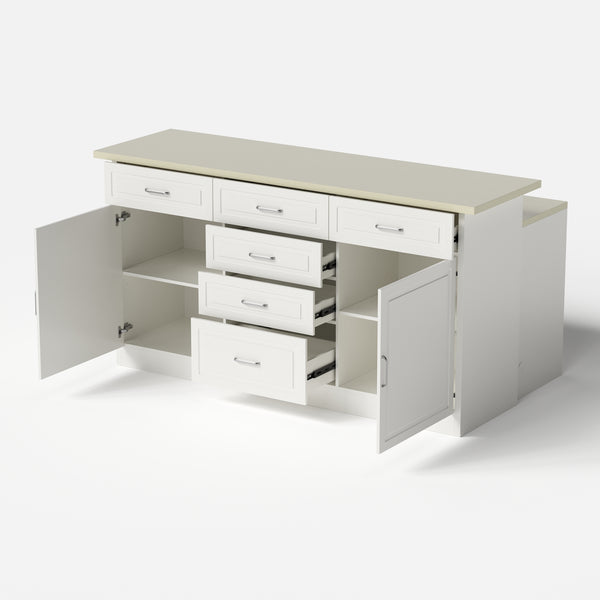 Modern Kitchen Island with Built-In Power Outlet and Dual-Level Tabletop